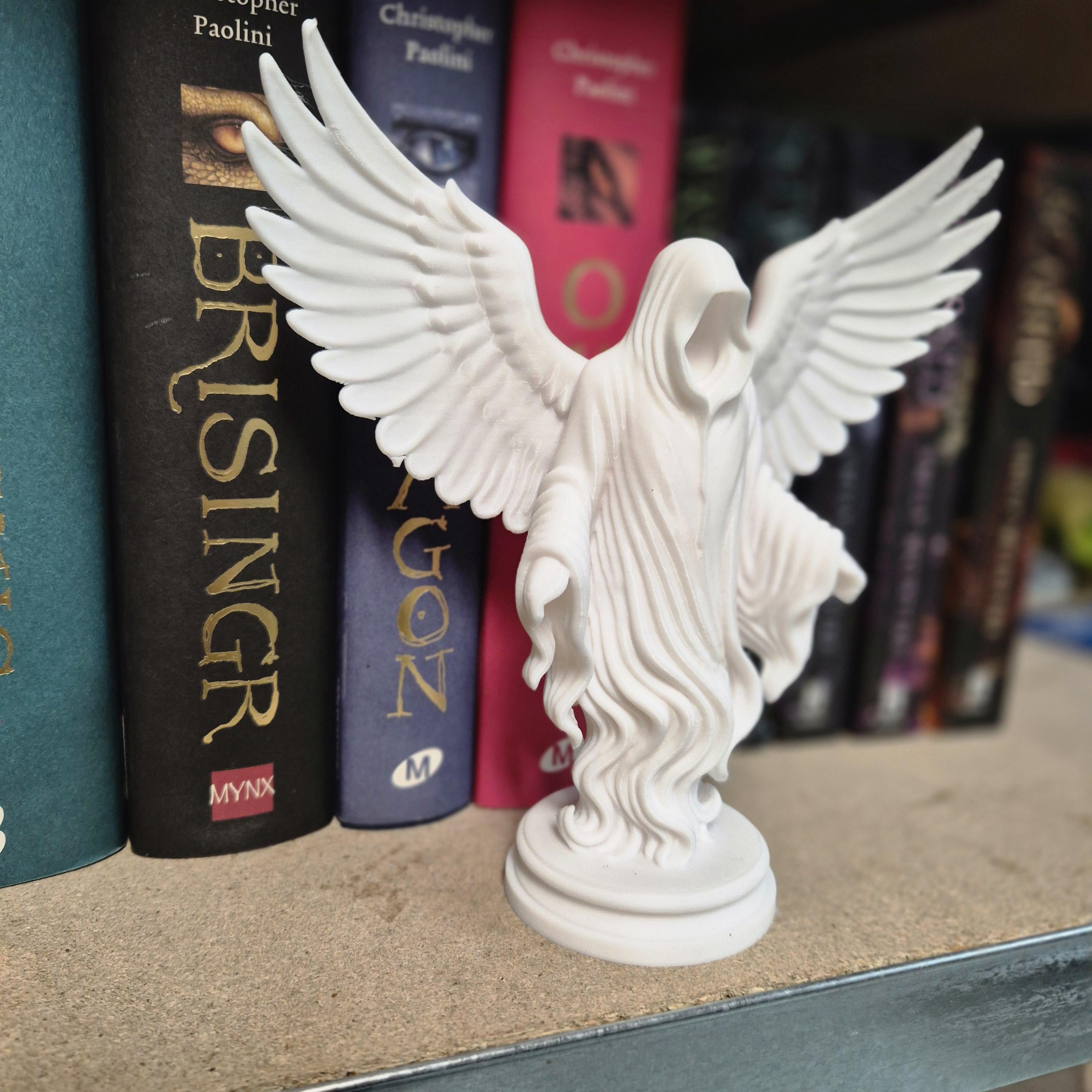 White Hooded Angel Figurine – bookshelf decor - Celestial / Gothic Decor