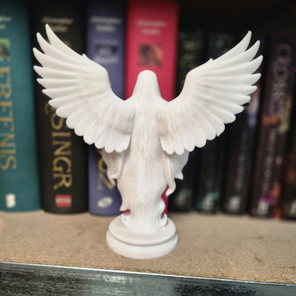 White Hooded Angel Figurine – bookshelf decor - Celestial / Gothic Decor