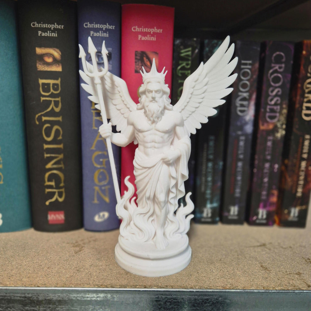 White Winged Sea God Figurine – bookshelf decor - Poseidon Inspired Statue