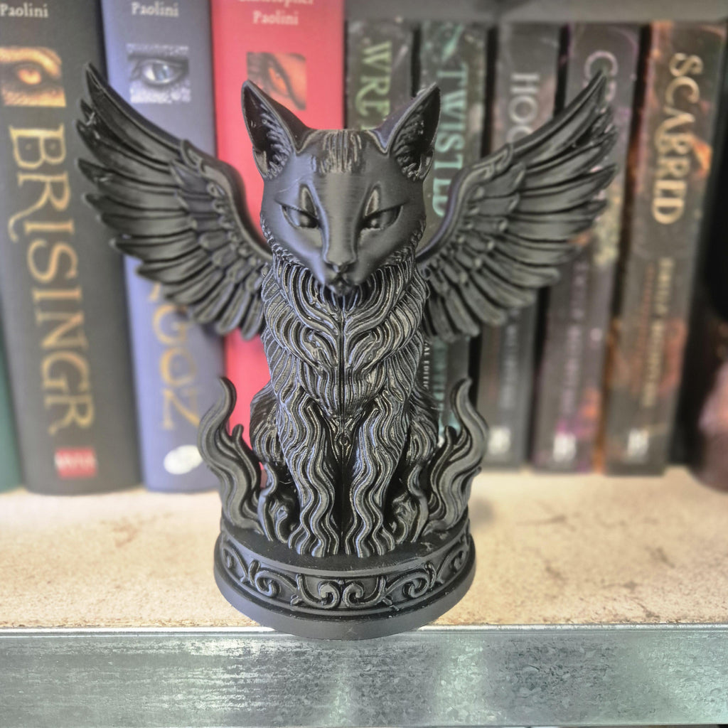 Gothic Winged Cat Figurine | Witchy Home Decor | Dark Academia Aesthetic | Fantasy Statue | Gift for Her or Him