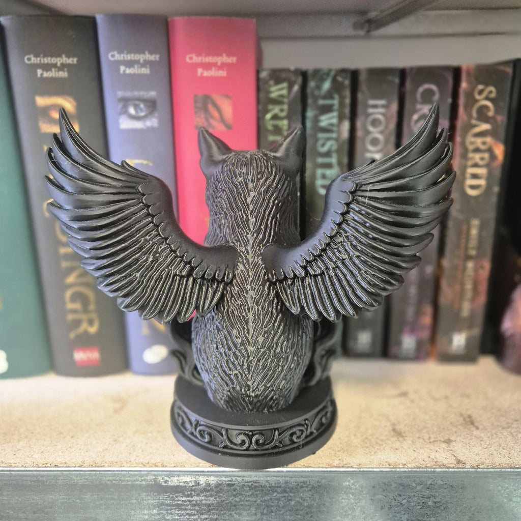Gothic Winged Cat Figurine | Witchy Home Decor | Dark Academia Aesthetic | Fantasy Statue | Gift for Her or Him
