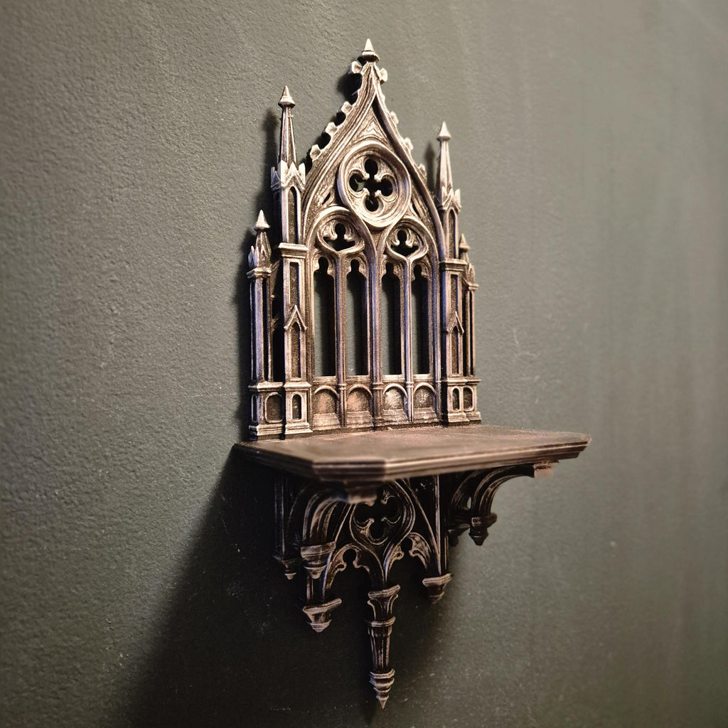 Brons Gothic Wall Shelf – dark academia Cathedral Style Mini Altar Shelf