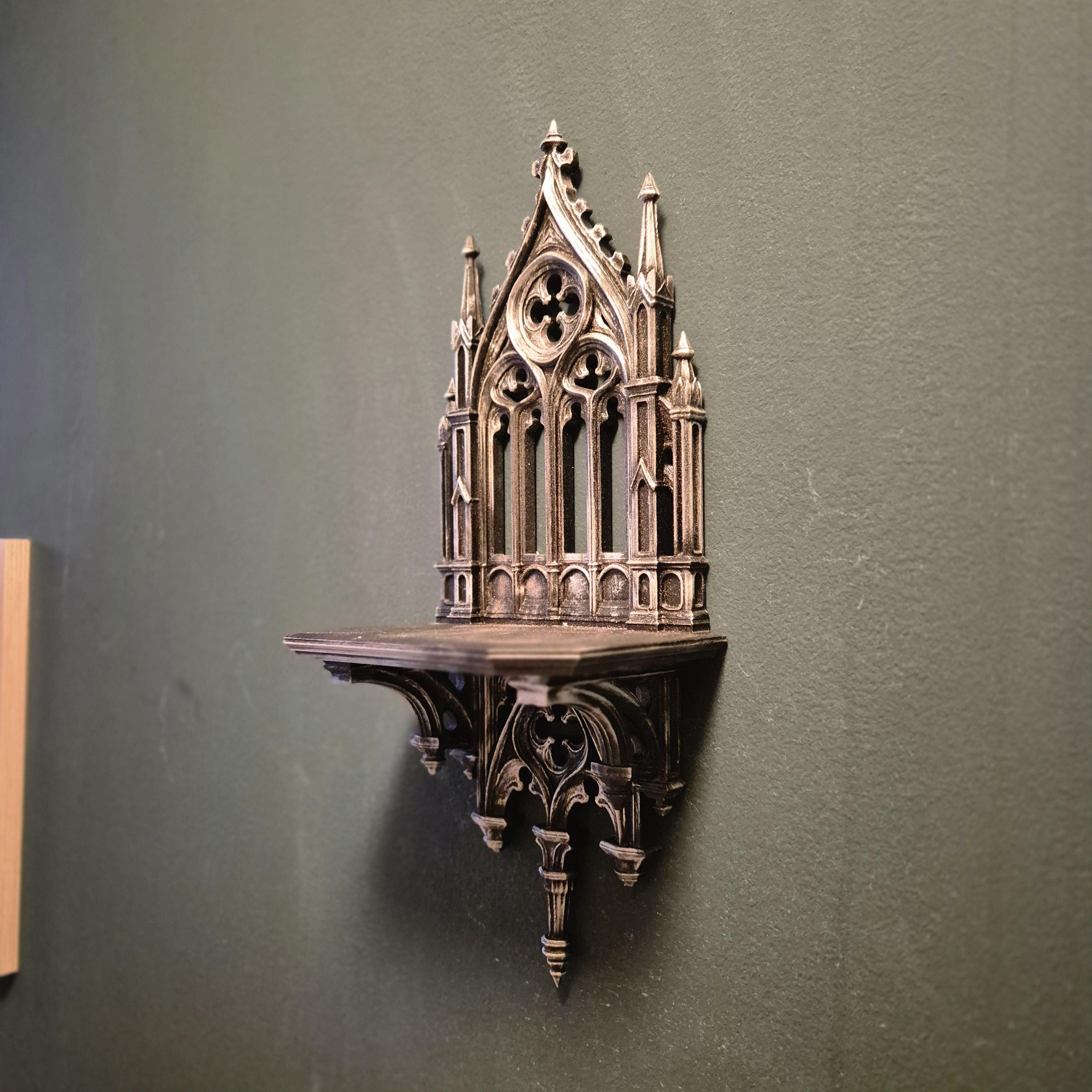 Brons Gothic Wall Shelf – dark academia Cathedral Style Mini Altar Shelf