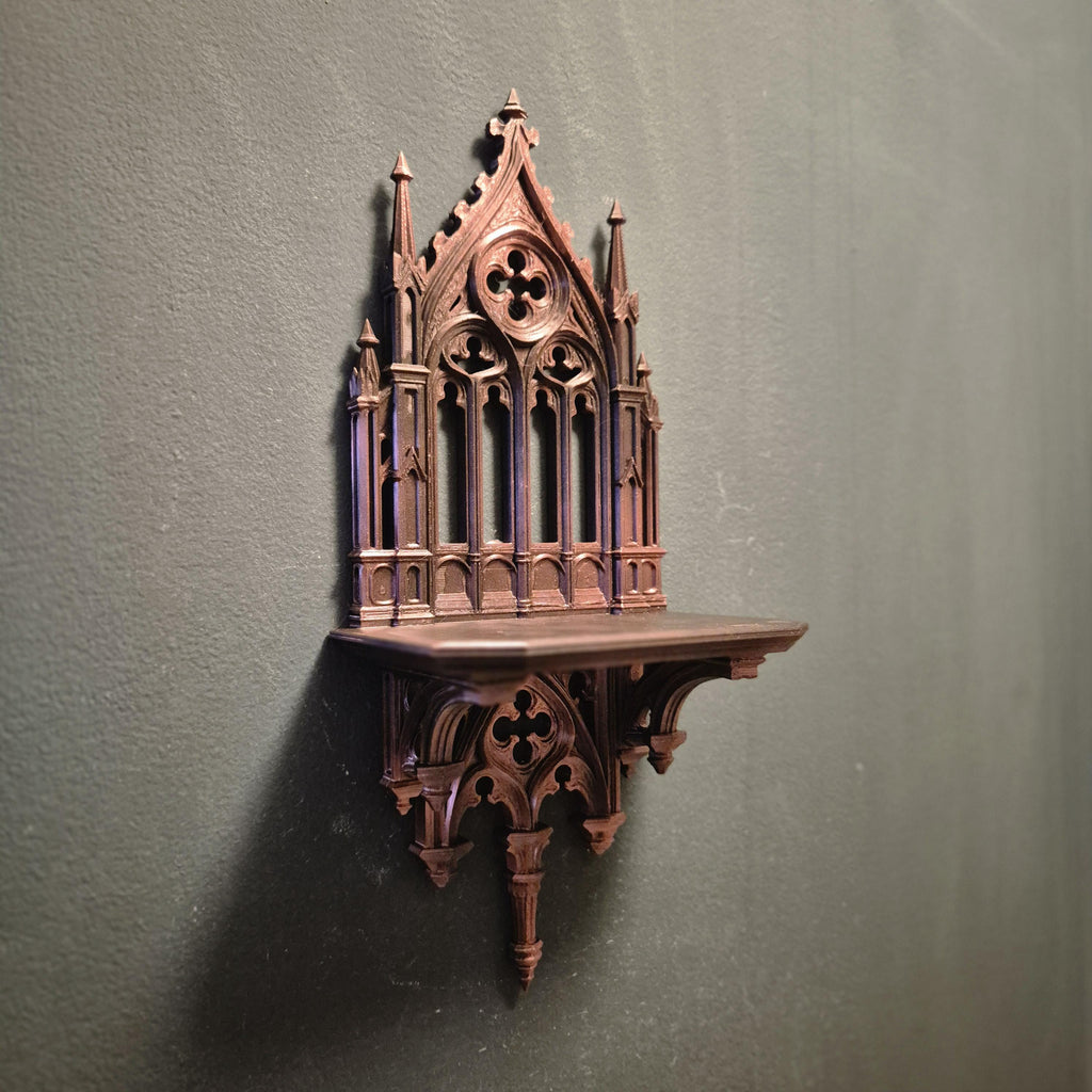 Brons Gothic Wall Shelf – dark academia Cathedral Style Mini Altar Shelf