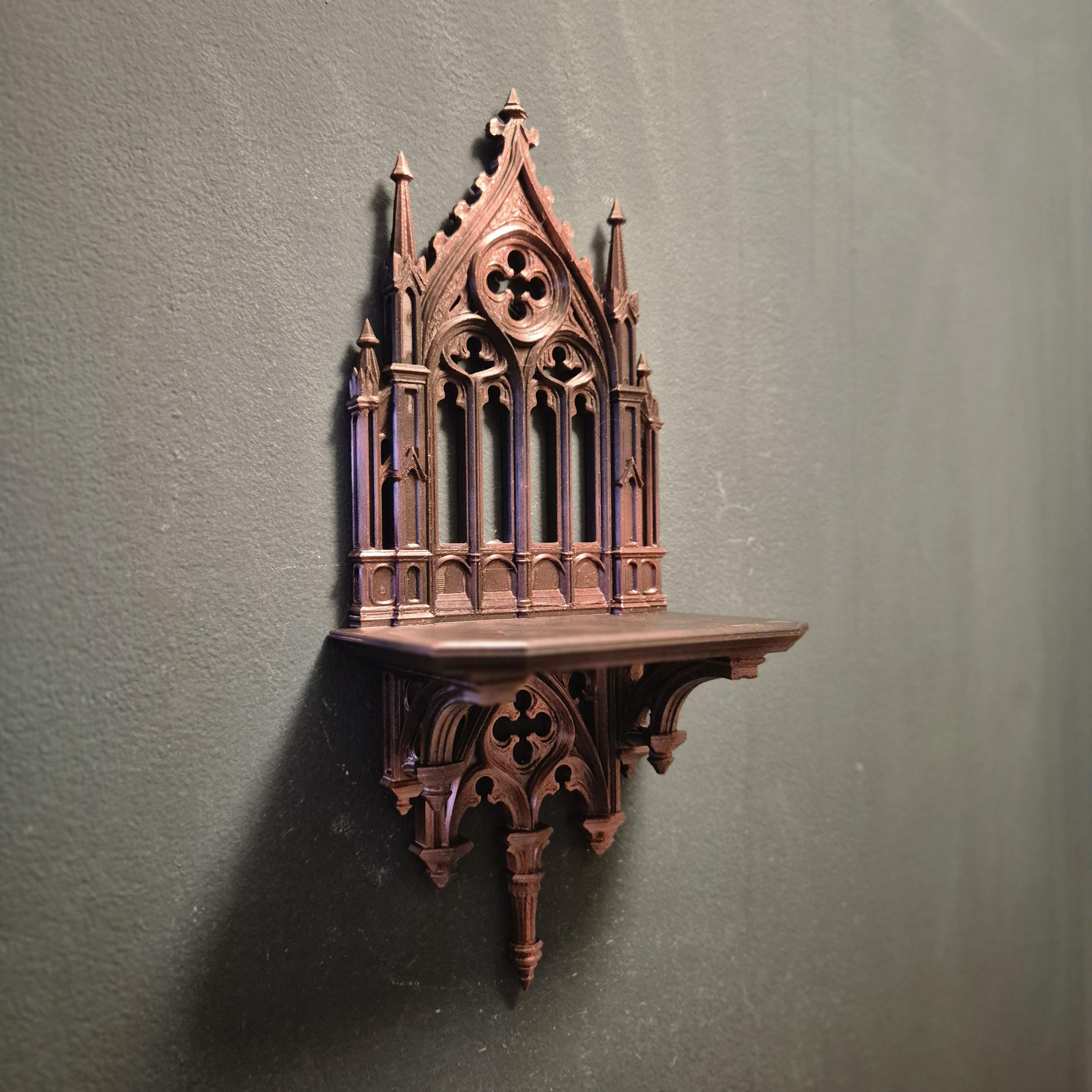 Brons Gothic Wall Shelf – dark academia Cathedral Style Mini Altar Shelf