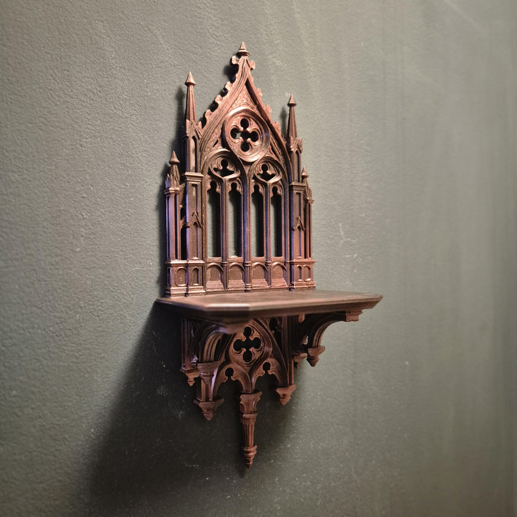 Silver Gothic Wall Shelf – dark academia Cathedral Style Mini Altar Shelf