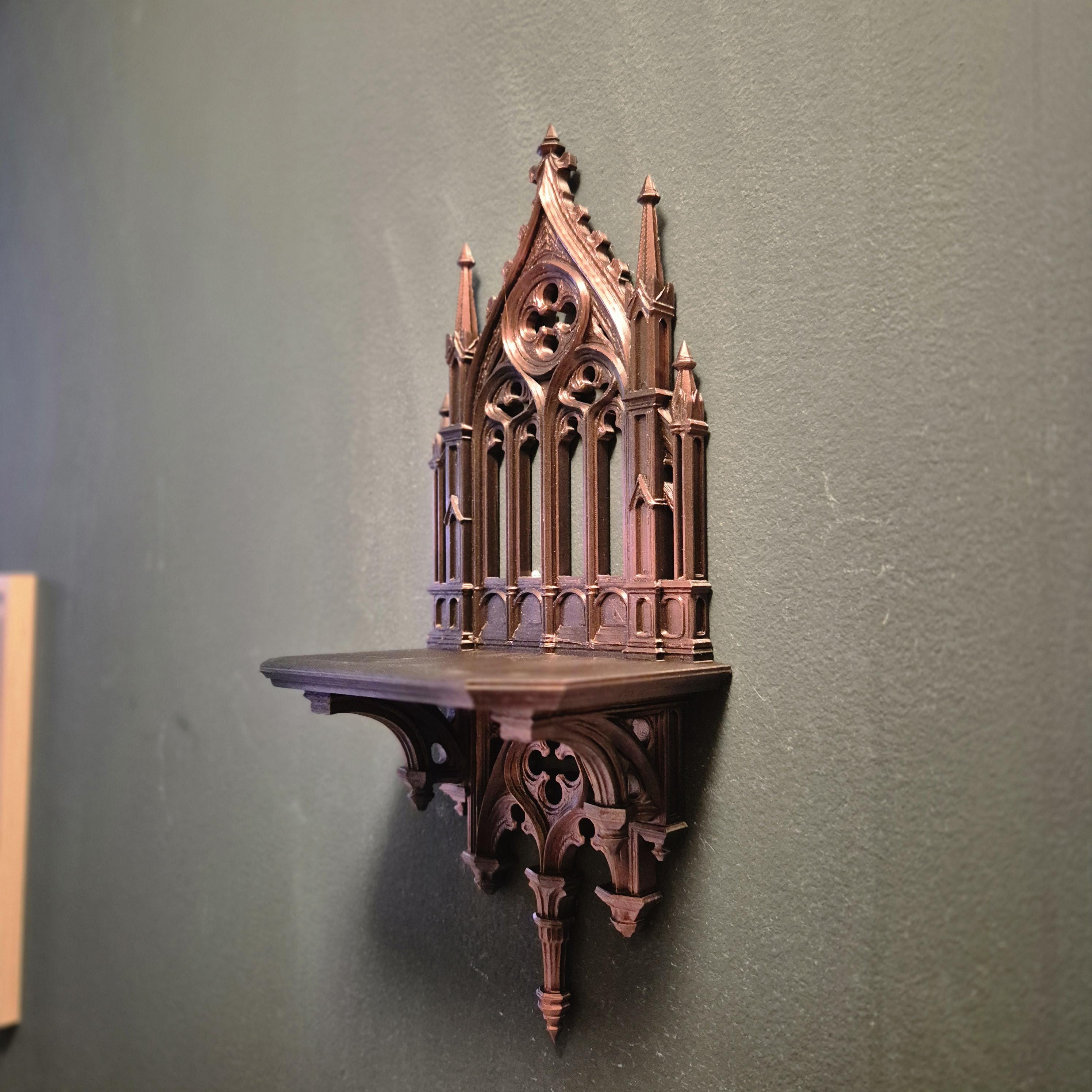 Brons Gothic Wall Shelf – dark academia Cathedral Style Mini Altar Shelf