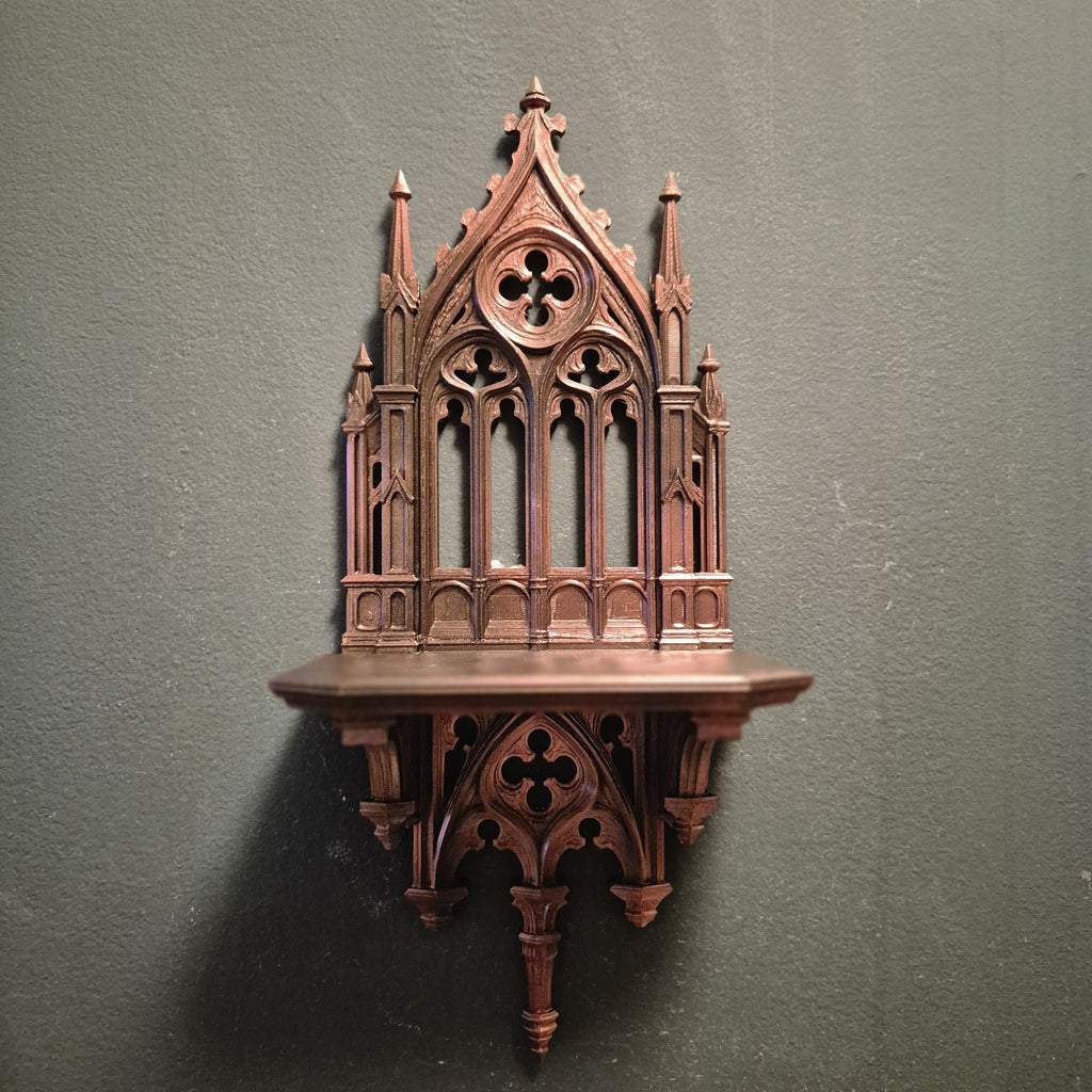 Brons Gothic Wall Shelf – dark academia Cathedral Style Mini Altar Shelf