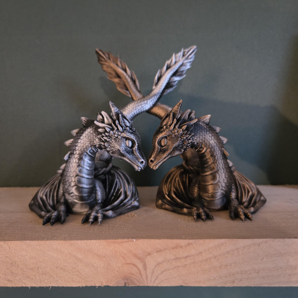 Book holder Twin Dragon Figurines – Fantasy Statue Pair – Decor for Shelves, RPG Displays – Mythical Gift onyxstorm forthwing