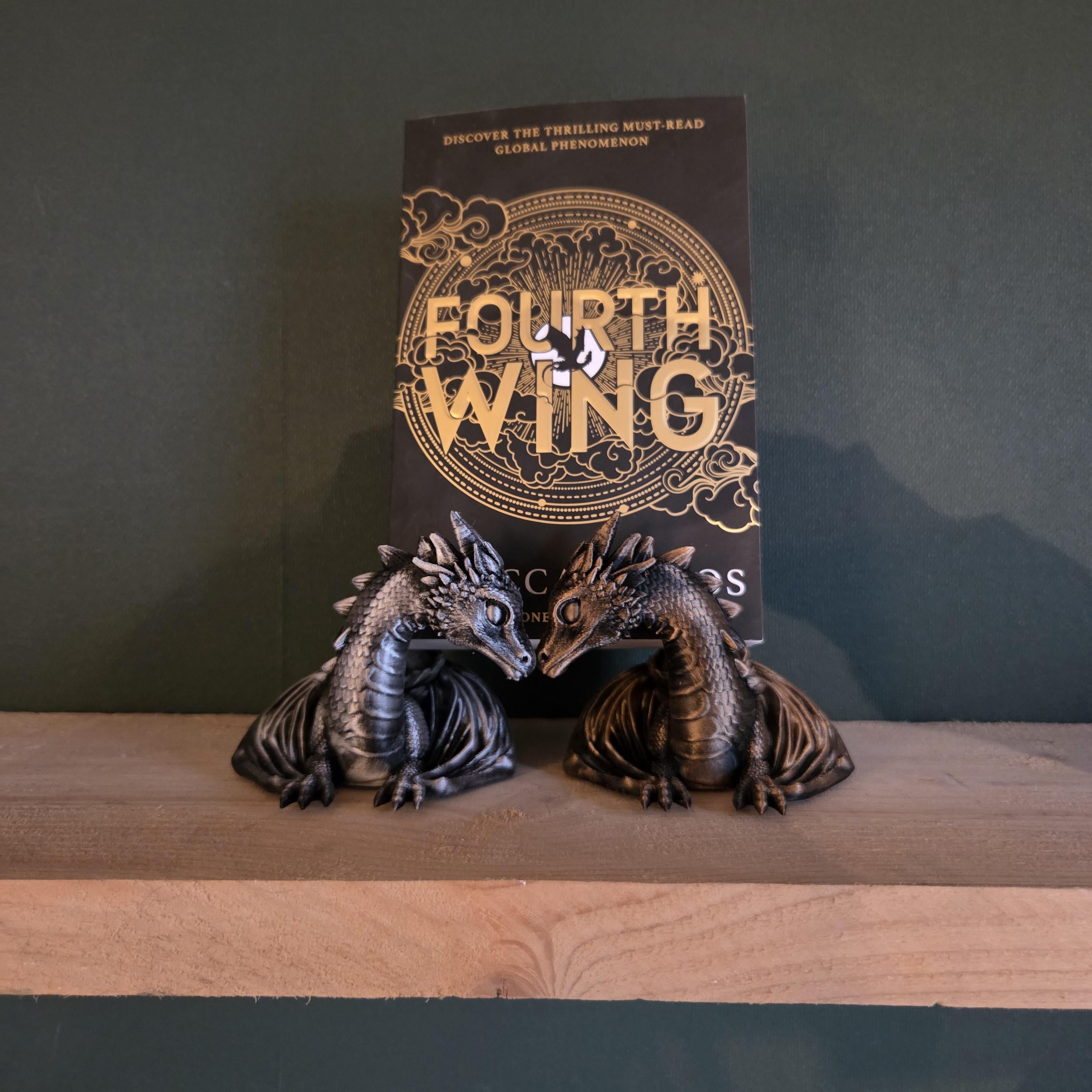 Book holder Twin Dragon Figurines – Fantasy Statue Pair – Decor for Shelves, RPG Displays – Mythical Gift onyxstorm forthwing