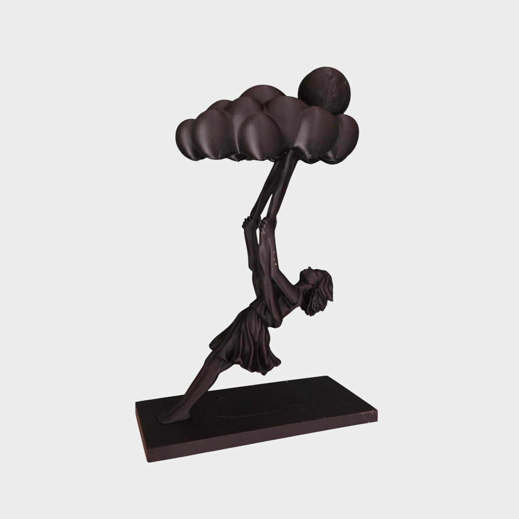 Woman Holding a Cloud Sculpture – Emotional Art Statue – Symbolic Burden Figurine – Modern & Gothic Home Decor