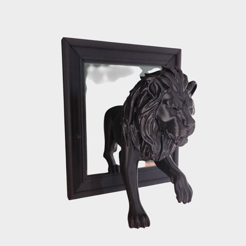 Lion Breaking Through Frame Sculpture – 3D Wall Art Lion – Bold Symbolic Decor – Gothic & Modern Interior Accent