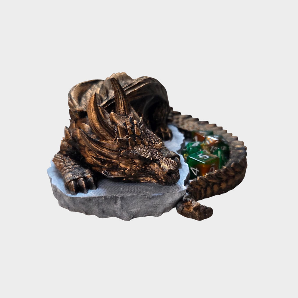 Sleeping Dragon Dice Tray – Fantasy Dragon Dice Holder – D&D Dice Rolling Tray – Tabletop RPG Accessory
