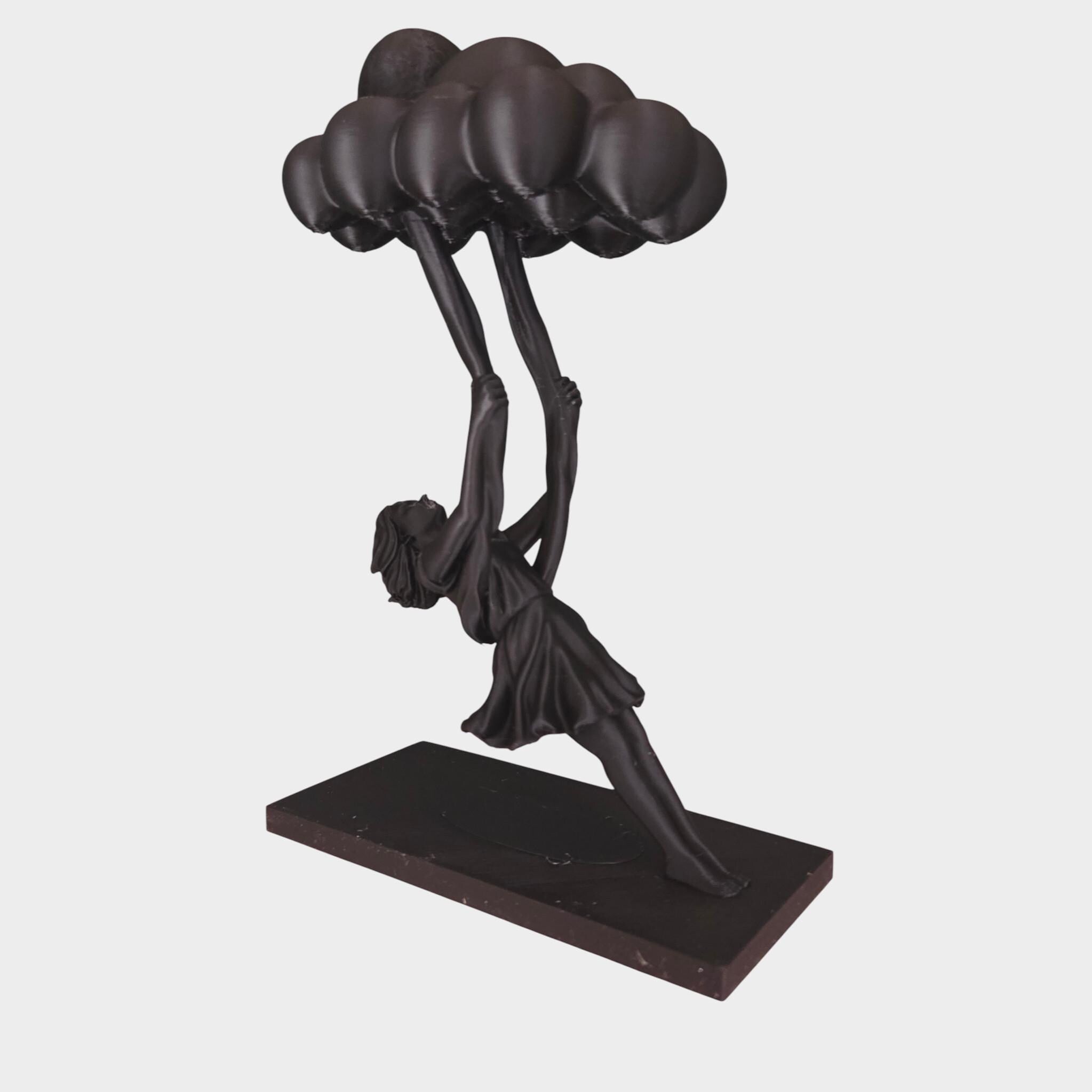 Woman Holding a Cloud Sculpture – Emotional Art Statue – Symbolic Burden Figurine – Modern & Gothic Home Decor