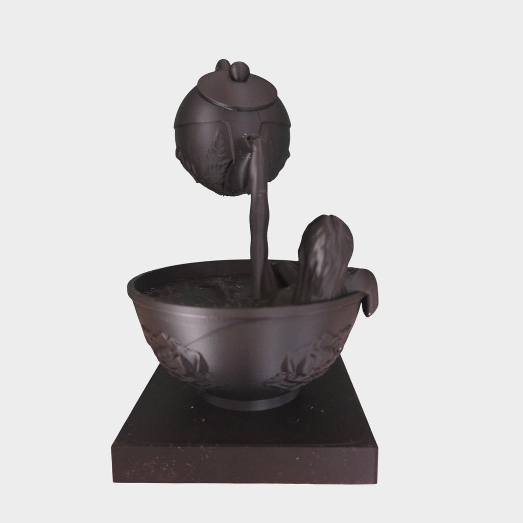 Floating Teapot Bath Sculpture – Surreal Tea Art Figurine – Woman in Teacup Statue – Dark Fantasy & Whimsical Decor