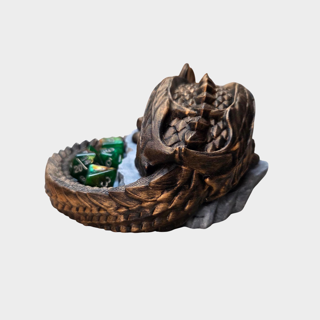 Sleeping Dragon Dice Tray – Fantasy Dragon Dice Holder – D&D Dice Rolling Tray – Tabletop RPG Accessory