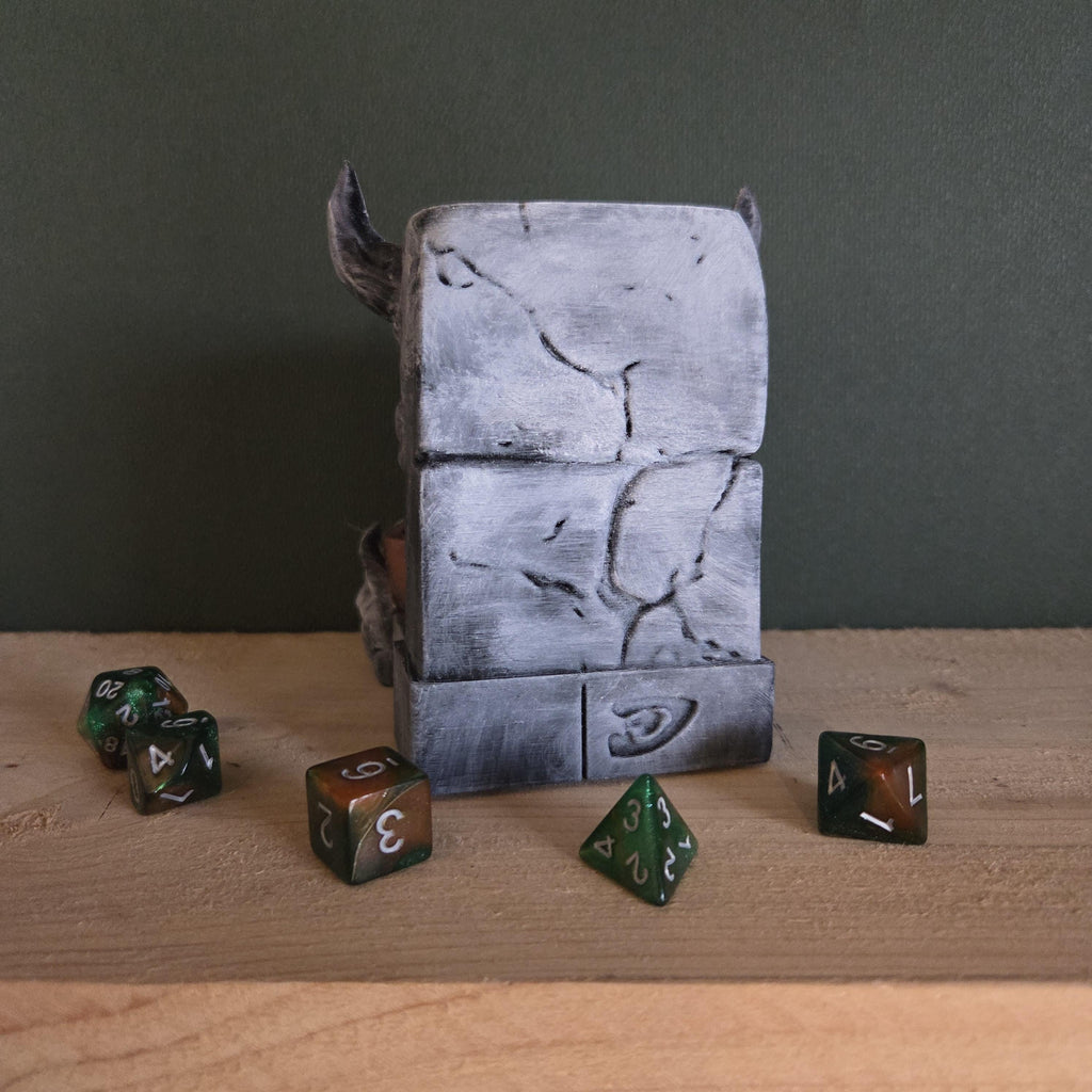 Demonic Skull Dice Tower – Fantasy Dice Roller with Horned – Handmade Tabletop Gaming Accessory