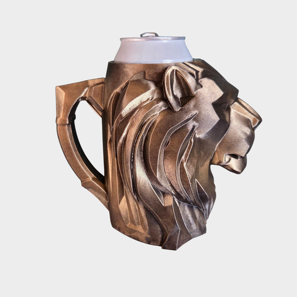 Lion low poly Can Holder Mug – Fantasy Tankard for 330 ml and 500 ml (12 oz / 16–16.9 oz) Cans | Perfect for DND and Tabletop Gaming