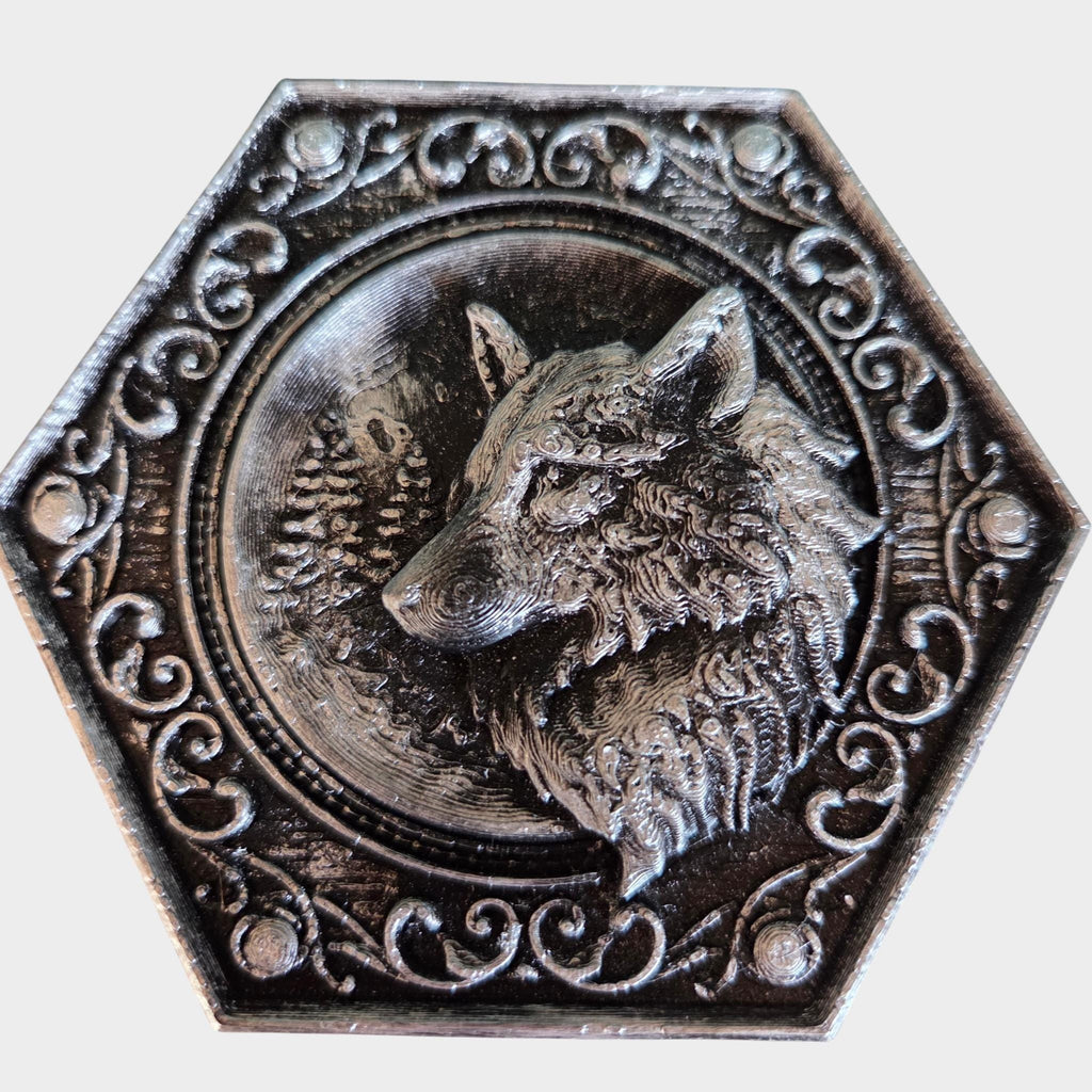 Wolf Dice Box – Gothic Hexagon Dice Storage with Wolf Head | DnD RPG Dice Case | Fantasy Tabletop Gift