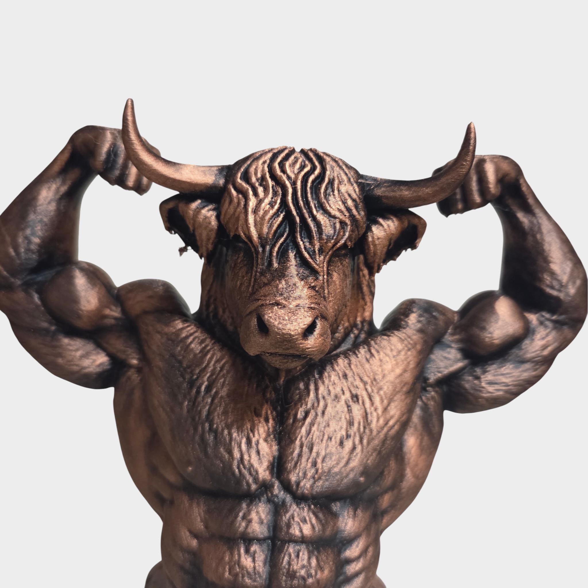 Muscle Bull Minotaur Bust – Gothic Fantasy Sculpture – Strong Bull Statue – Dark Home Decor – Mythical Creature Figurine
