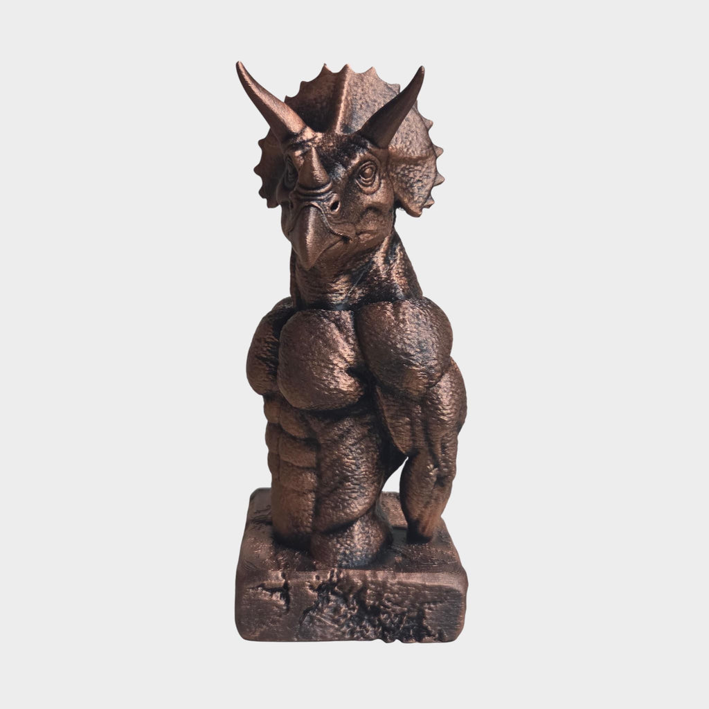 Muscular Triceratops Statue – Dinosaur Sculpture – Strong Dino Bust – Fantasy Home Decor – Unique Statement Figurine