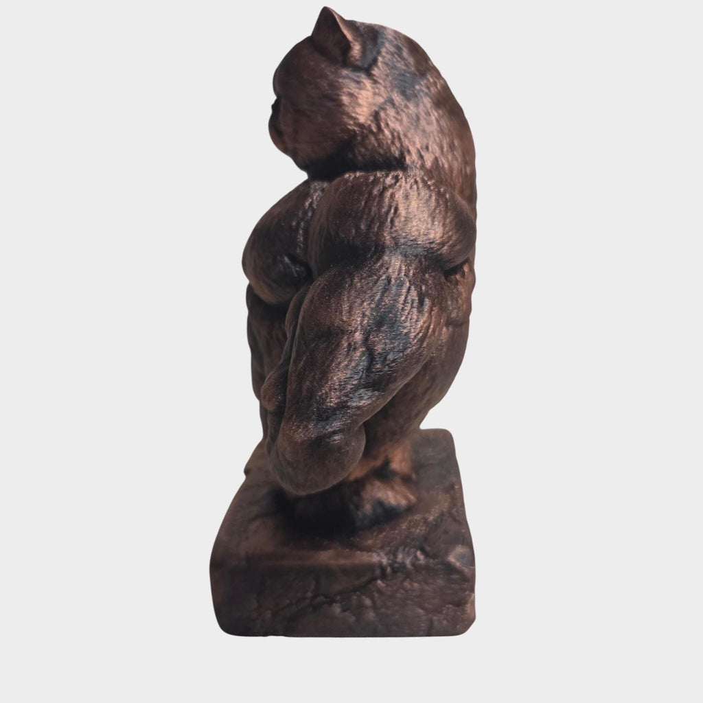 Muscular cat Bust – Strong cat Sculpture – Gothic Home Decor – Animal Statue – Man Cave & Gym Decor