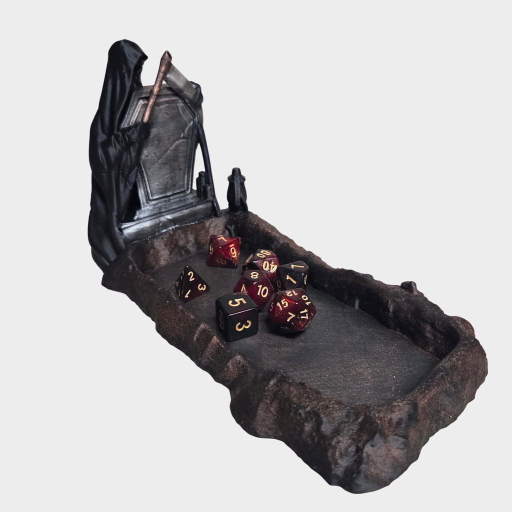 Grim Reaper Dice Tray – Gothic DnD Dice Tray – Dark Fantasy Dice Holder – Tabletop RPG Accessory – Dungeon Master Gift