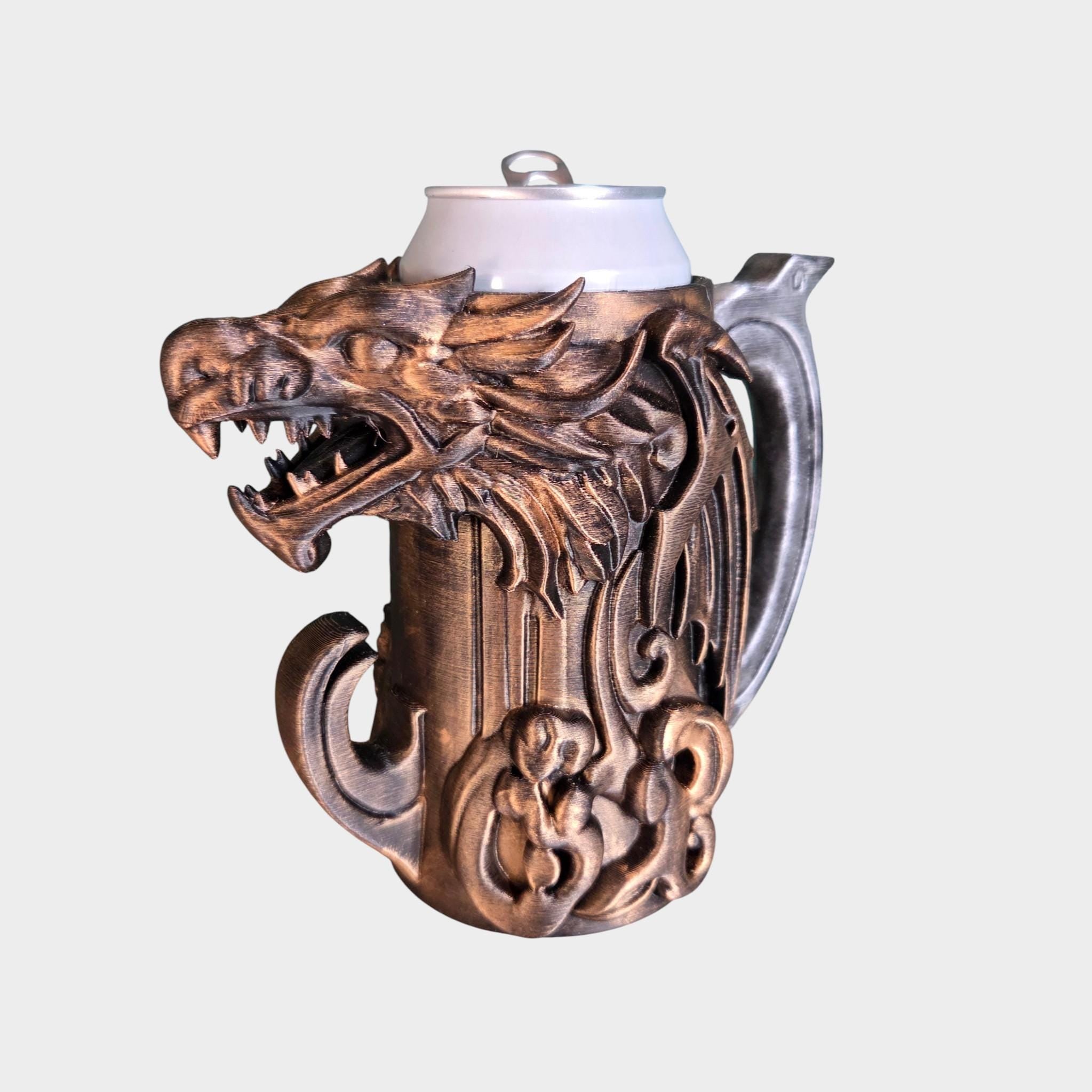 Dragon Can Holder Mug – Fantasy Tankard for 330 ml and 500 ml (12 oz / 16–16.9 oz) Cans | Perfect for DND and Tabletop Gaming