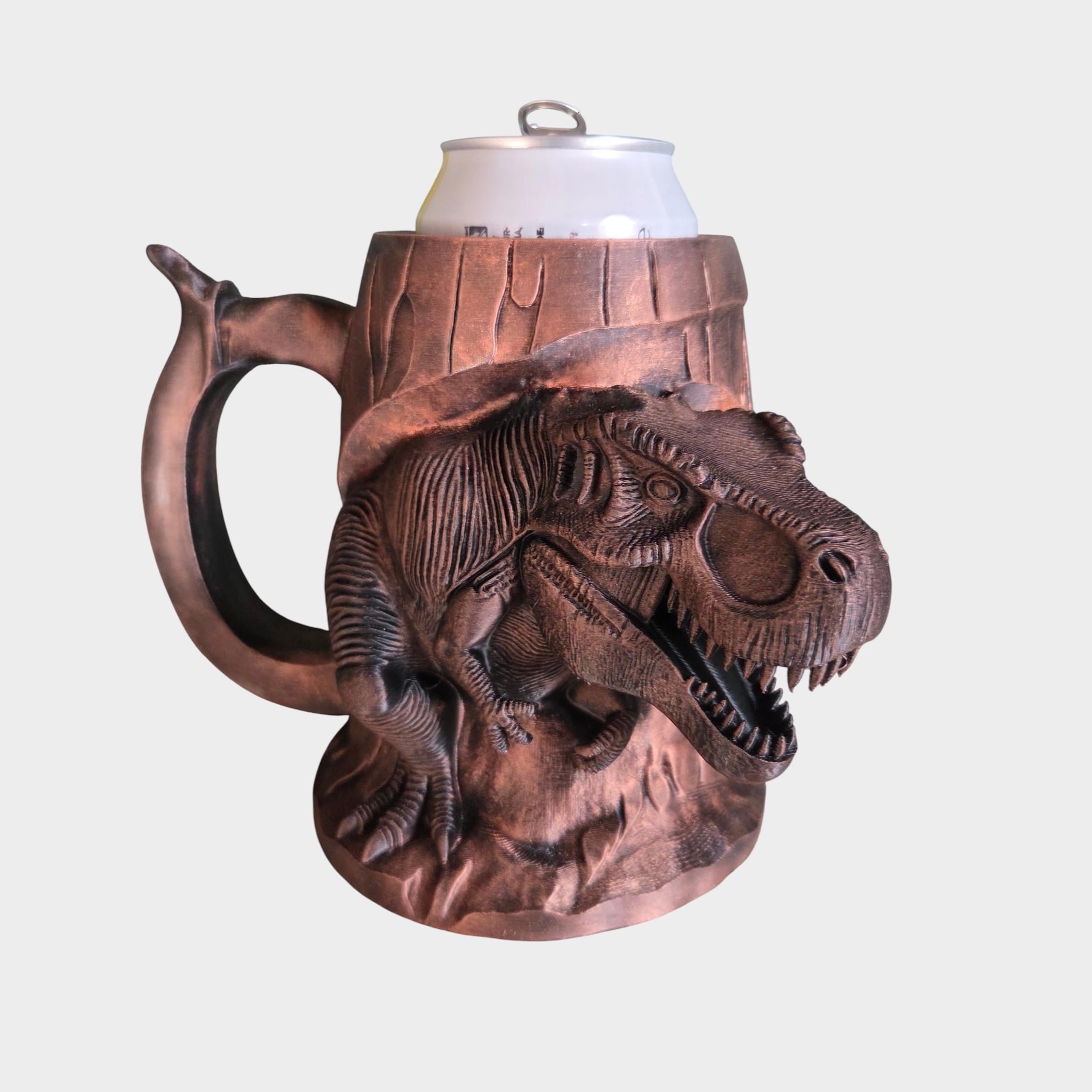 T-rex Can Holder Mug – Fantasy Tankard for 330 ml and 500 ml (12 oz / 16–16.9 oz) Cans | Perfect for DND and Tabletop Gaming