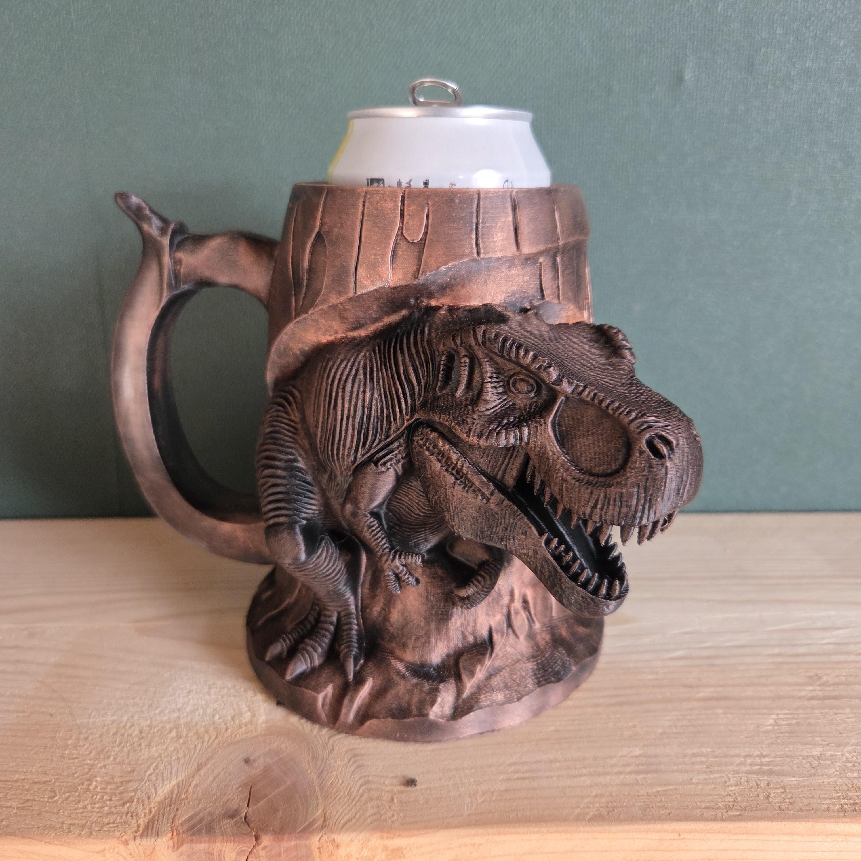 T-rex Can Holder Mug – Fantasy Tankard for 330 ml and 500 ml (12 oz / 16–16.9 oz) Cans | Perfect for DND and Tabletop Gaming