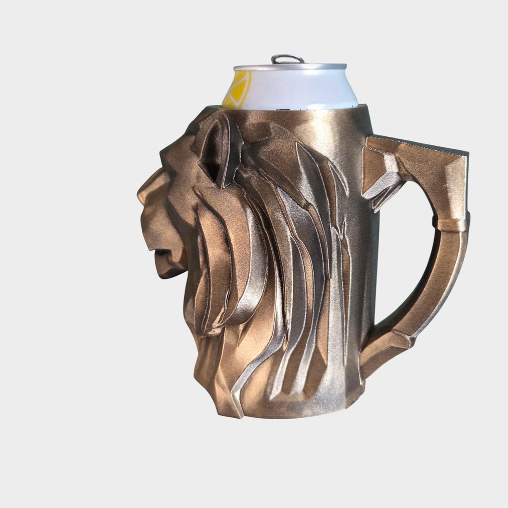 Lion low poly Can Holder Mug – Fantasy Tankard for 330 ml and 500 ml (12 oz / 16–16.9 oz) Cans | Perfect for DND and Tabletop Gaming