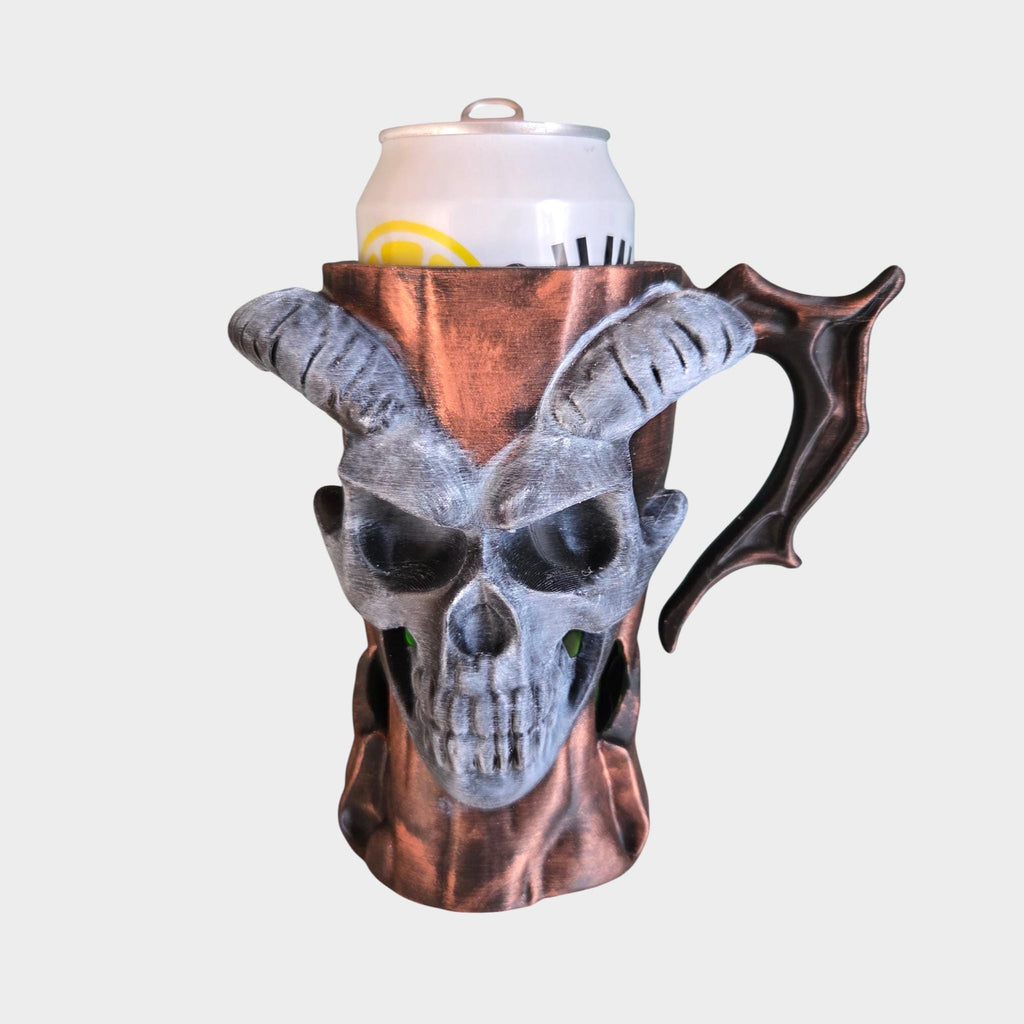 Longhorn Demon skull Can Holder Mug – Fantasy Tankard for 330 ml and 500 ml (12 oz / 16–16.9 oz) Cans | Perfect for DND and Tabletop Gaming