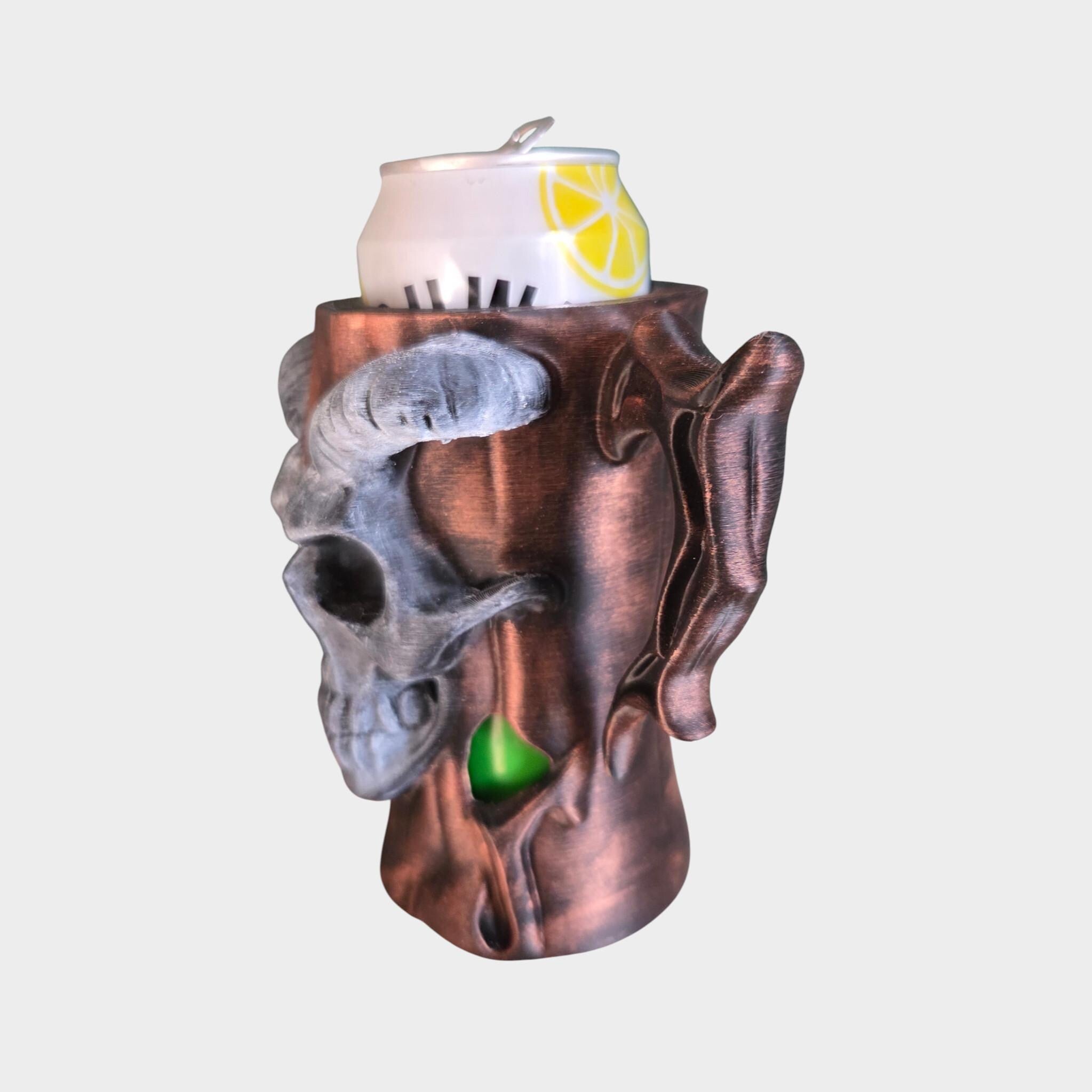 Longhorn Demon skull Can Holder Mug – Fantasy Tankard for 330 ml and 500 ml (12 oz / 16–16.9 oz) Cans | Perfect for DND and Tabletop Gaming