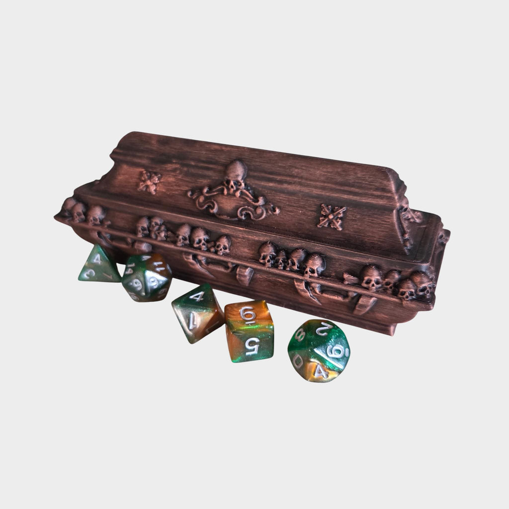 Gothic Dice Coffin Box – Skull Decor Dice Storage for DnD and RPG | Dark Fantasy Tabletop Accessory Gift