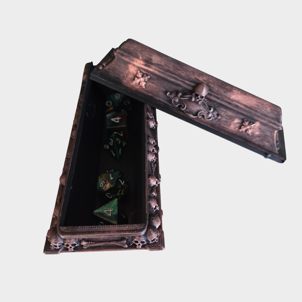 Gothic Dice Coffin Box – Skull Decor Dice Storage for DnD and RPG | Dark Fantasy Tabletop Accessory Gift