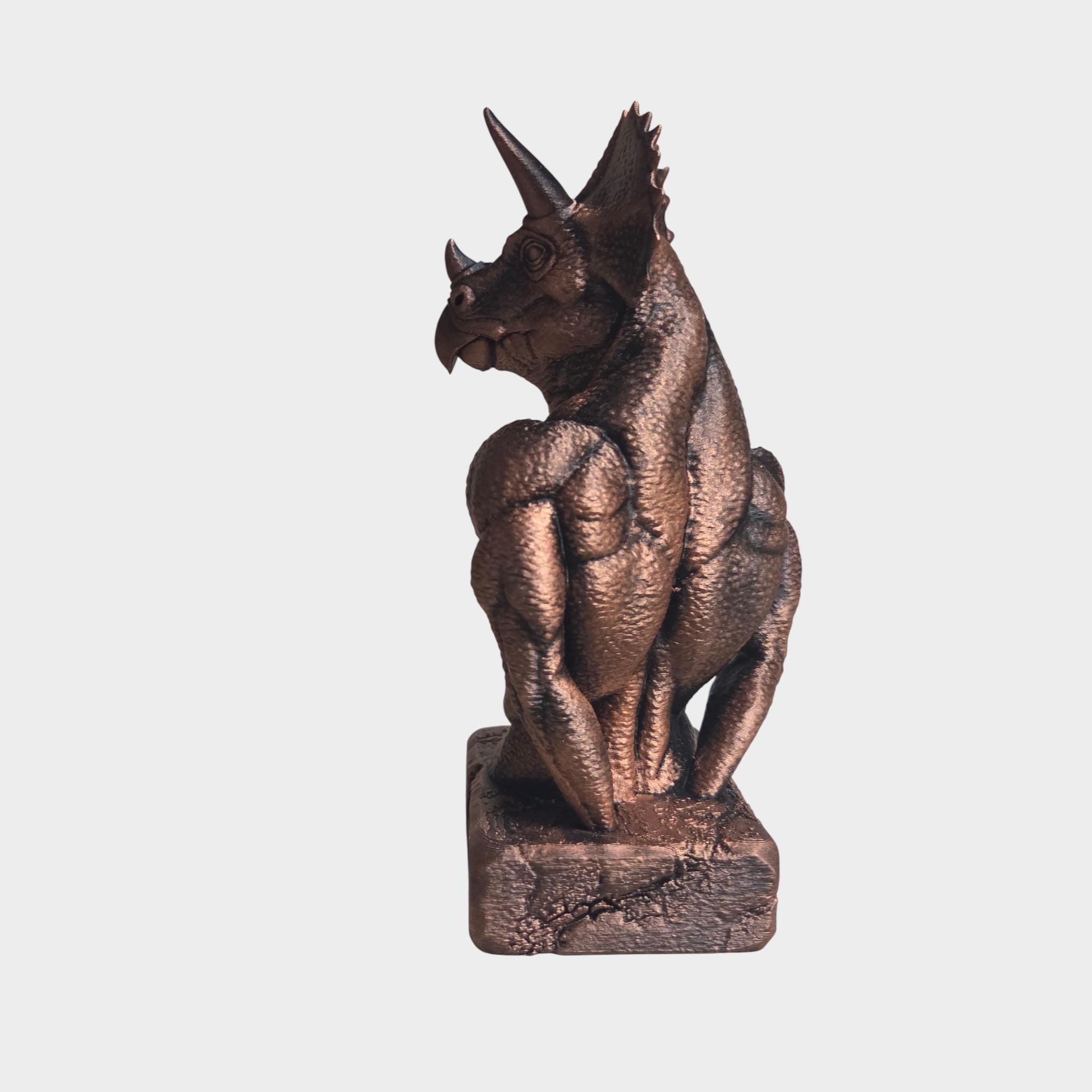 Muscular Triceratops Statue – Dinosaur Sculpture – Strong Dino Bust – Fantasy Home Decor – Unique Statement Figurine