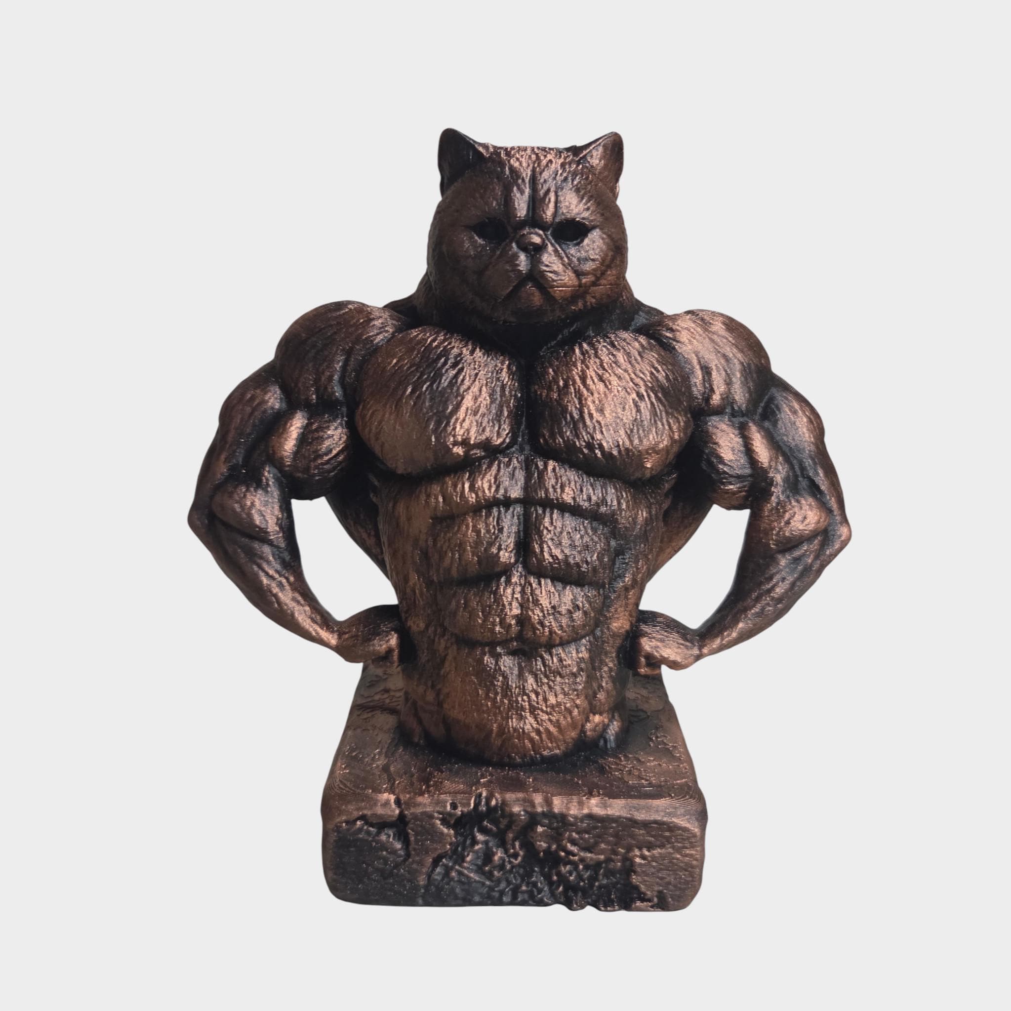 Muscular cat Bust – Strong cat Sculpture – Gothic Home Decor – Animal Statue – Man Cave & Gym Decor