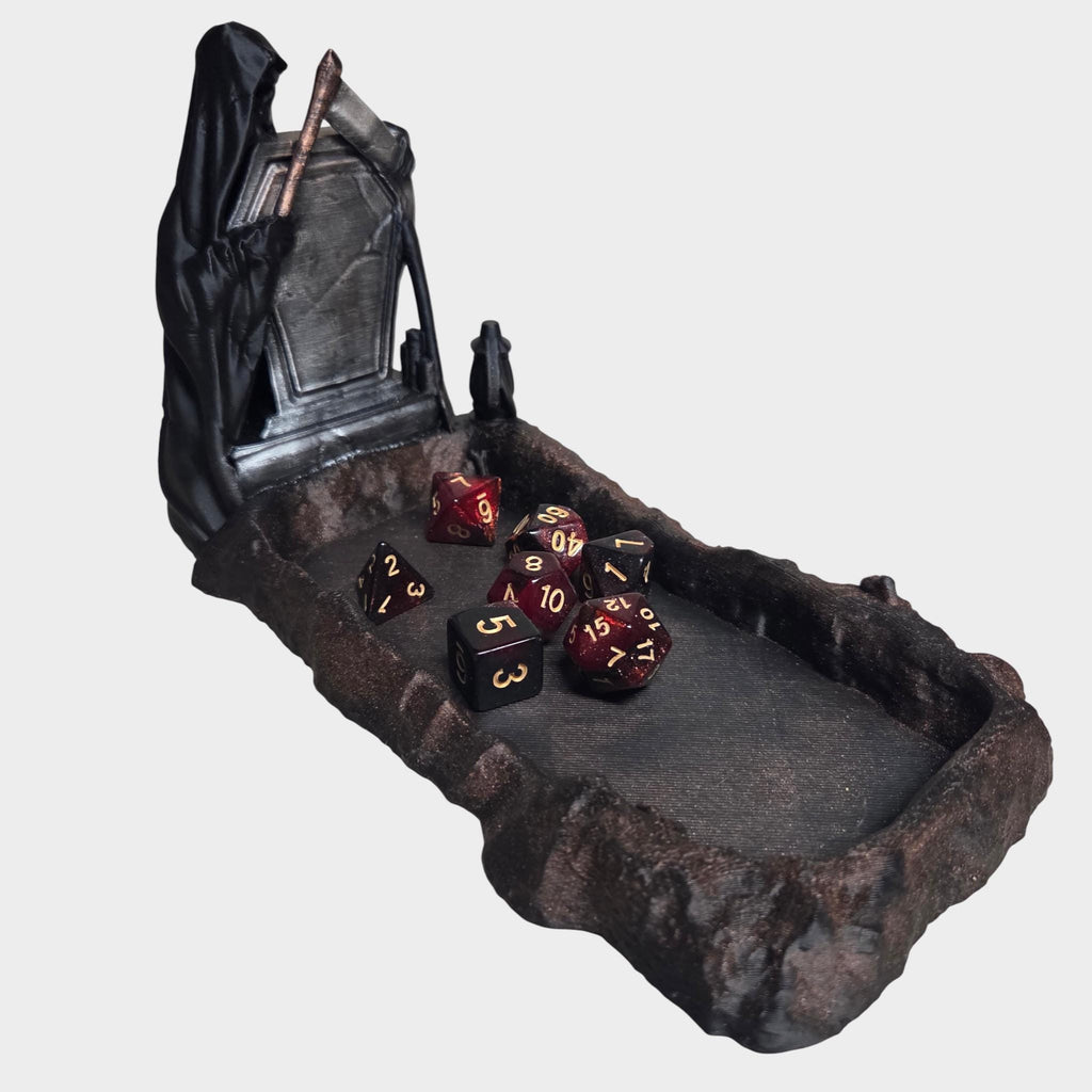 Grim Reaper Dice Tray – Gothic DnD Dice Tray – Dark Fantasy Dice Holder – Tabletop RPG Accessory – Dungeon Master Gift