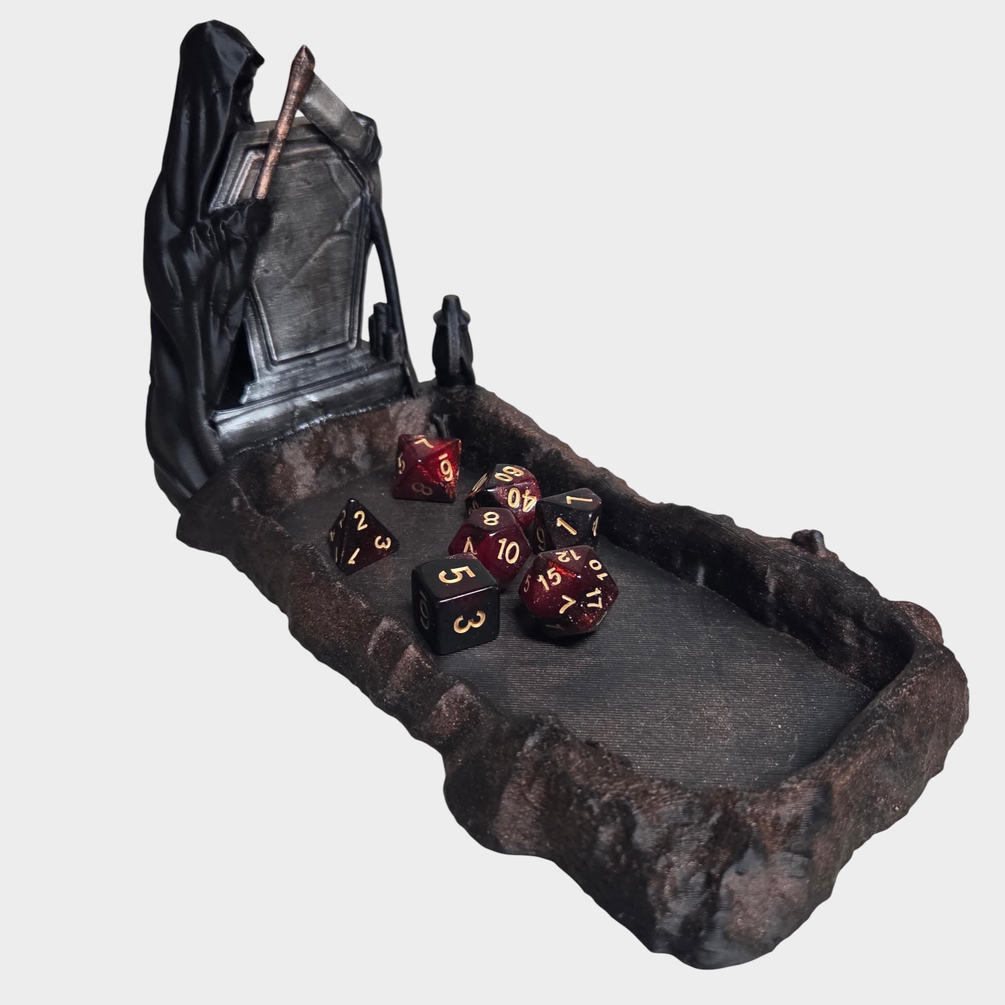 Grim Reaper Dice Tray – Gothic DnD Dice Tray – Dark Fantasy Dice Holder – Tabletop RPG Accessory – Dungeon Master Gift