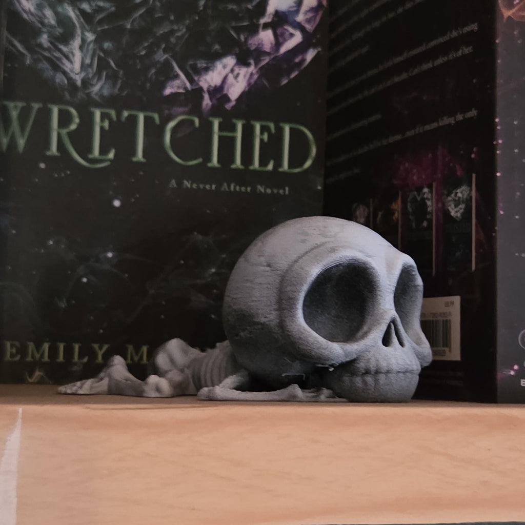laying on a bookshelf - Poseable Skeleton Figurine – Unique 3D Printed Skeleton Decor