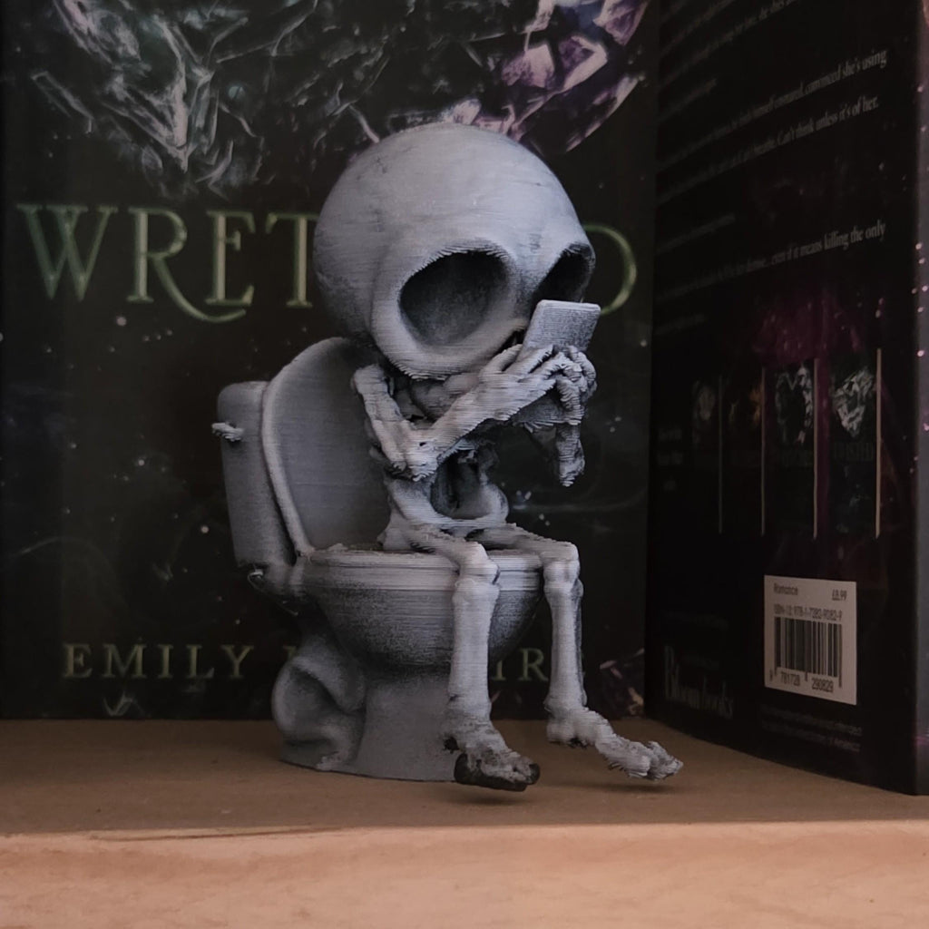 Toilet break doomscrolling Skeleton - Poseable Skeleton Figurine – Unique 3D Printed Skeleton Decor
