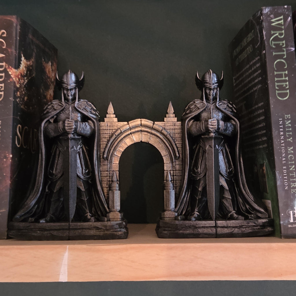 Fantasy Book Nook Archway | Medieval Gate Bookshelf Insert | Knight Guardian Diorama | LOTR Inspired Shelf Decor | 3D Printed Book Nook