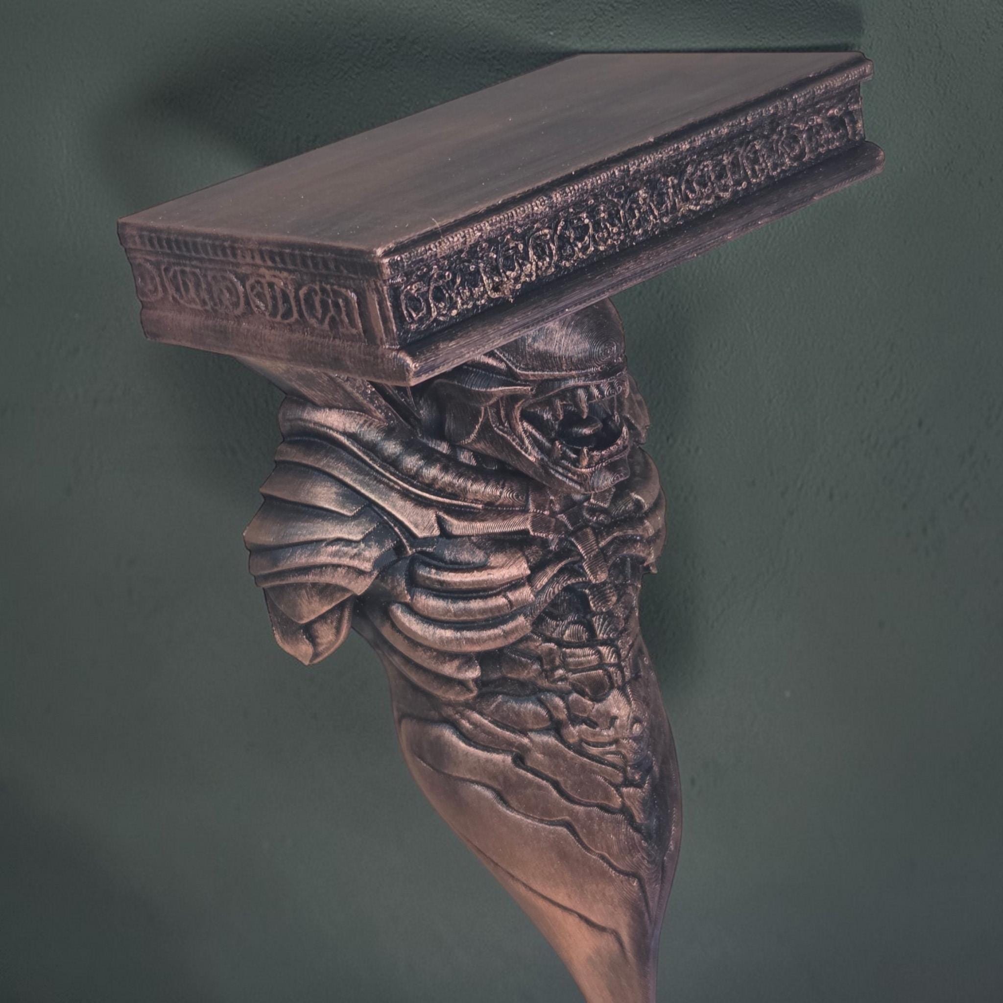 Gothic Skull Wall Shelf – Grim Reaper Decor – Dark Fantasy Shelf – 3D Printed Shelf – Gothic Wall Art – Skeleton Wall Bracket