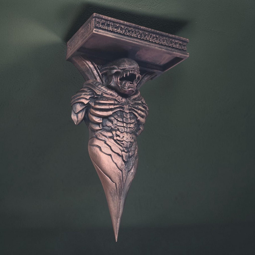 Gothic Skull Wall Shelf – Grim Reaper Decor – Dark Fantasy Shelf – 3D Printed Shelf – Gothic Wall Art – Skeleton Wall Bracket