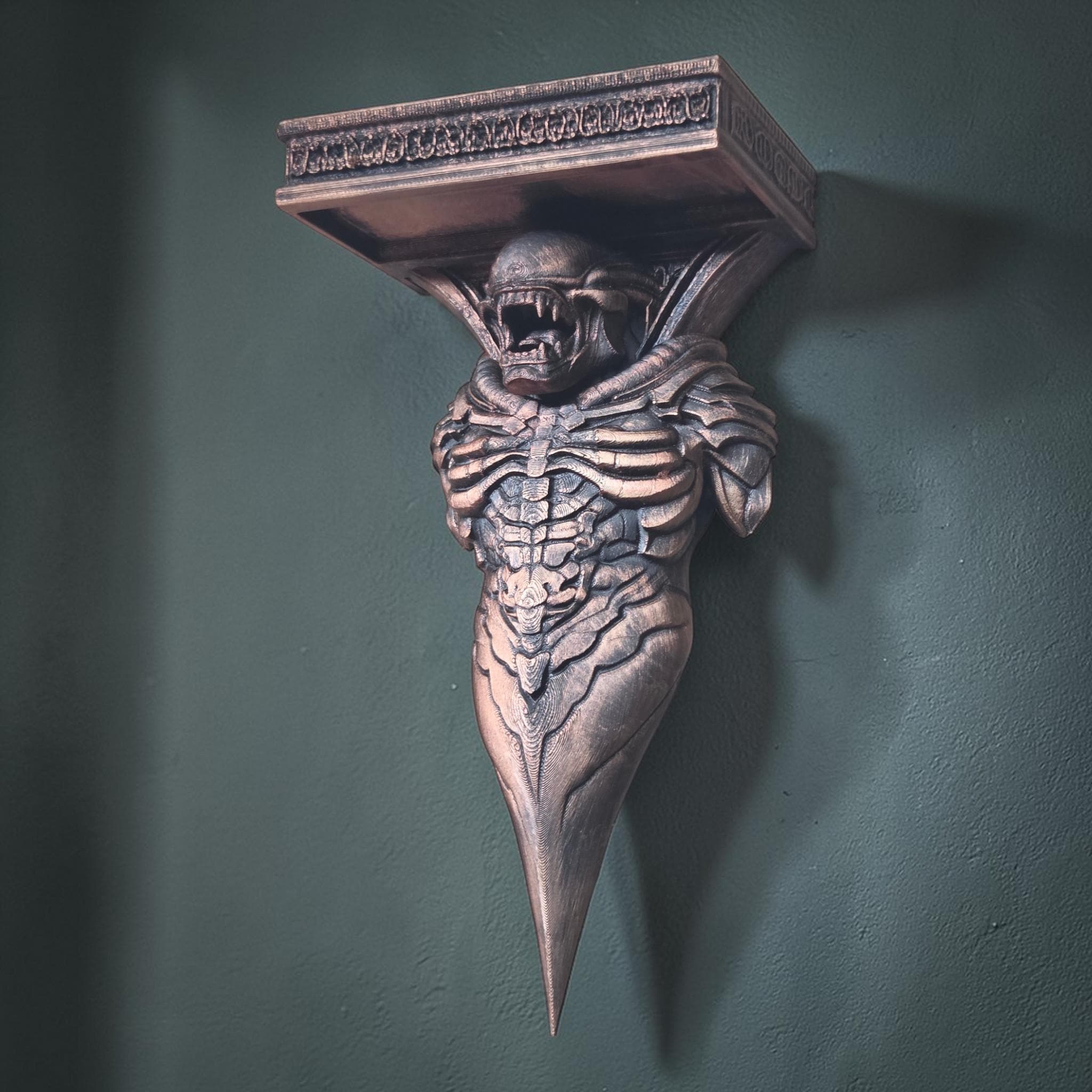 Gothic Skull Wall Shelf – Grim Reaper Decor – Dark Fantasy Shelf – 3D Printed Shelf – Gothic Wall Art – Skeleton Wall Bracket
