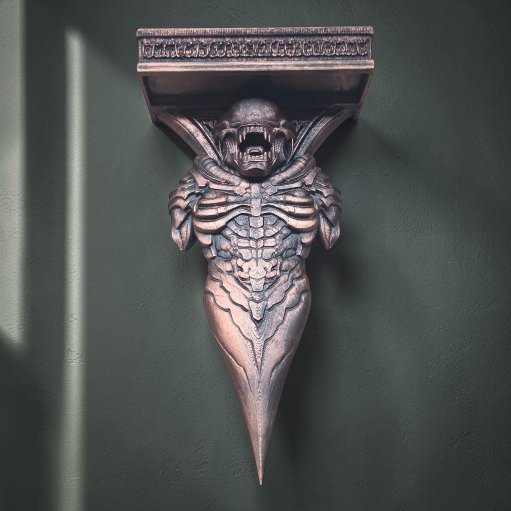 Gothic Skull Wall Shelf – Grim Reaper Decor – Dark Fantasy Shelf – 3D Printed Shelf – Gothic Wall Art – Skeleton Wall Bracket