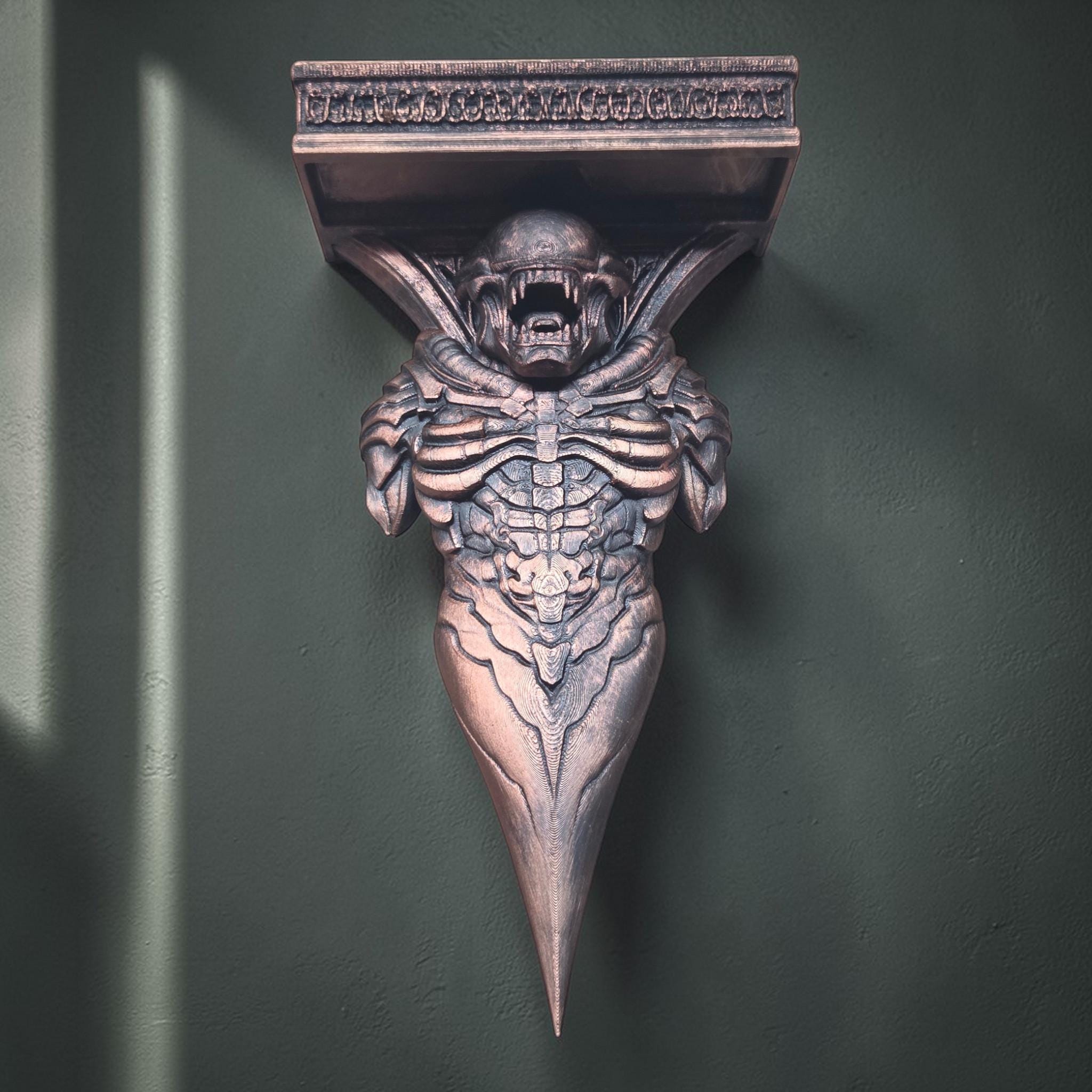 Gothic Skull Wall Shelf – Grim Reaper Decor – Dark Fantasy Shelf – 3D Printed Shelf – Gothic Wall Art – Skeleton Wall Bracket