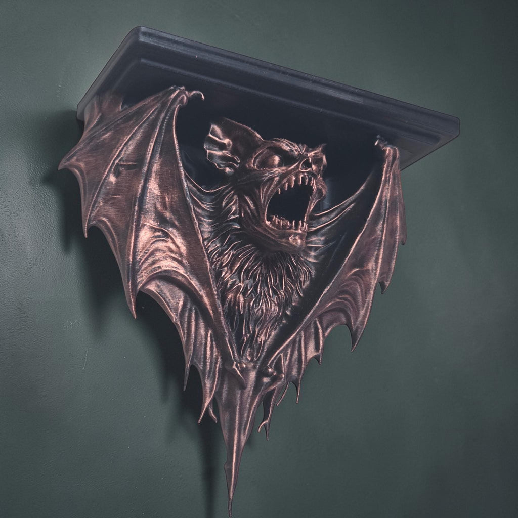 Gothic Bat Wall Shelf – Vampire Bat Shelf – Dark Decor Shelf – Gothic Wall Art – Halloween Decor – Macabre Shelf – Horror Wall Decor