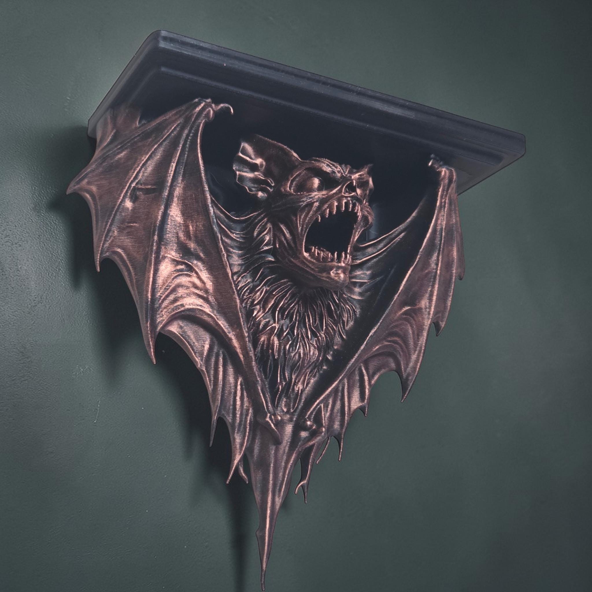 Gothic Bat Wall Shelf – Vampire Bat Shelf – Dark Decor Shelf – Gothic Wall Art – Halloween Decor – Macabre Shelf – Horror Wall Decor