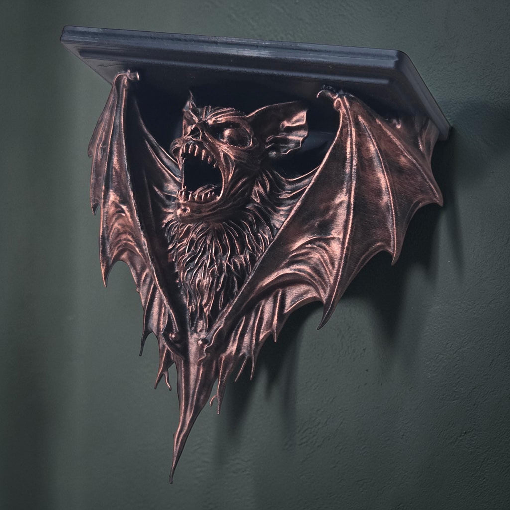 Gothic Bat Wall Shelf – Vampire Bat Shelf – Dark Decor Shelf – Gothic Wall Art – Halloween Decor – Macabre Shelf – Horror Wall Decor
